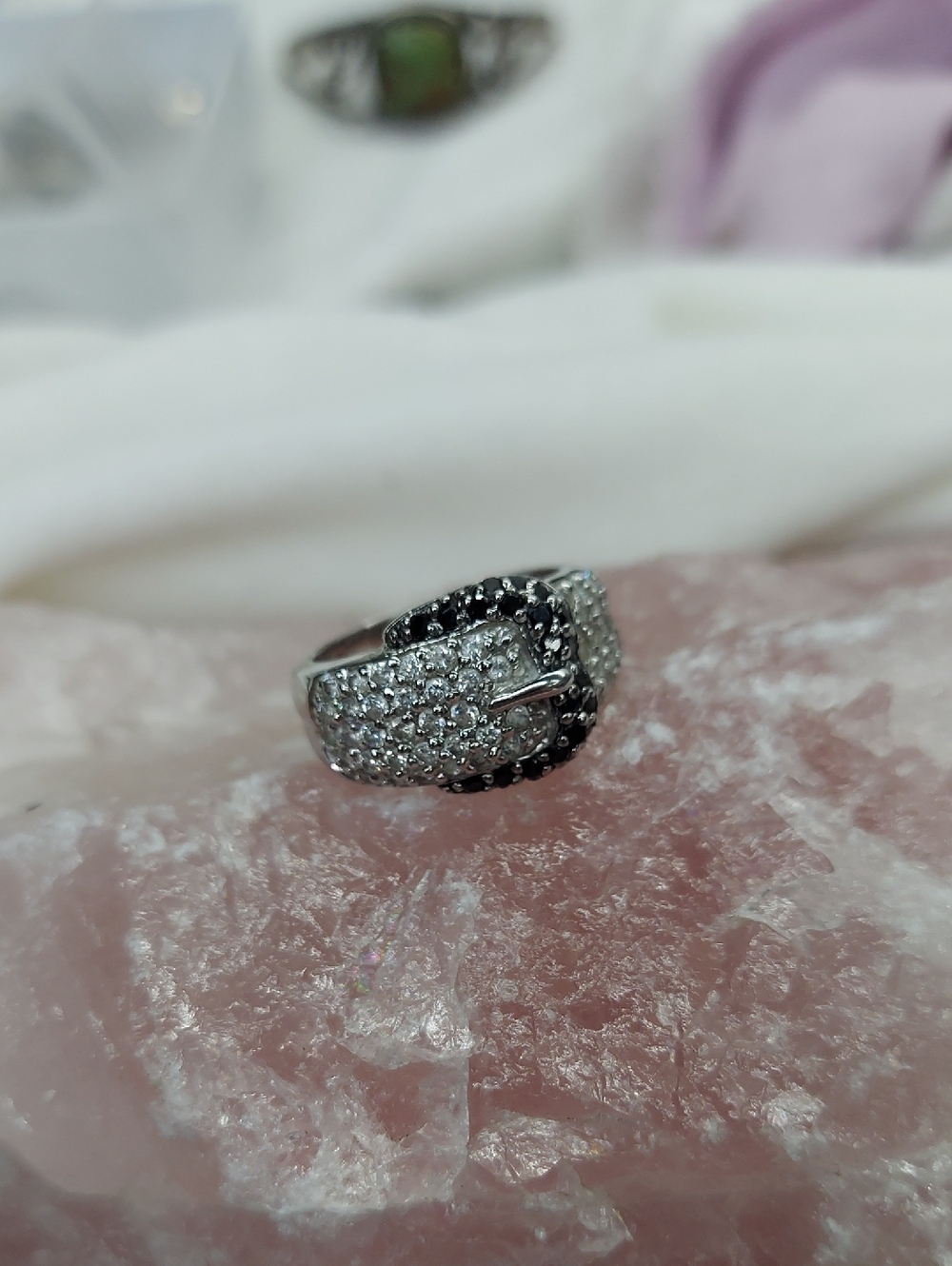 Sterling Silver Pave Crystal Cluster Ring - Silver